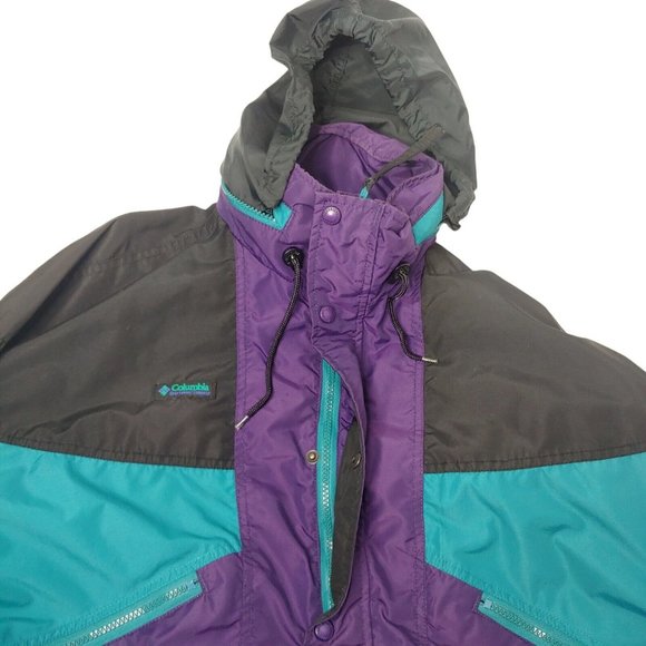 Vintage 90s Columbia Radial Sleeve Mens Large Parka Jacket Purple Teal - Picture 3 of 12